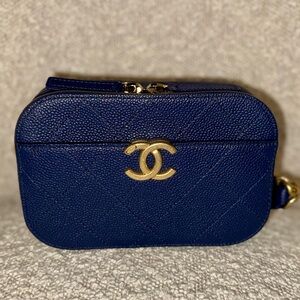 CHANEL BELT BAG NAVY CAVIAR LEATHER GOLD HARDWARE